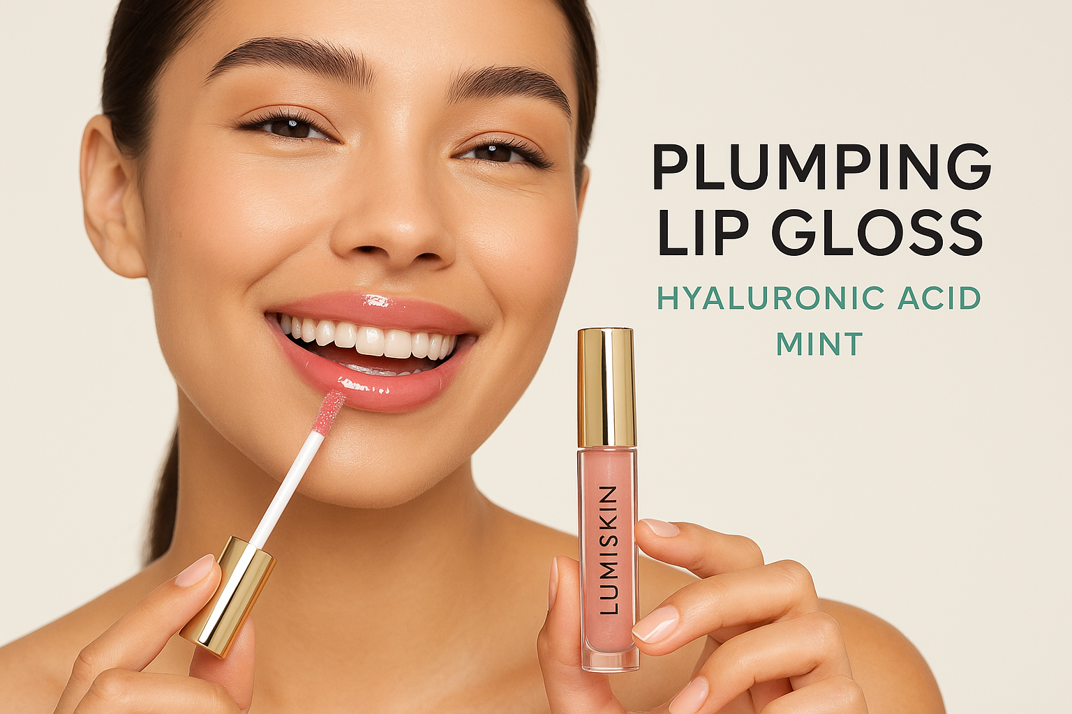 Plumping Lip Gloss with Hyaluronic Acid & Mint - by lumskin with girl ads